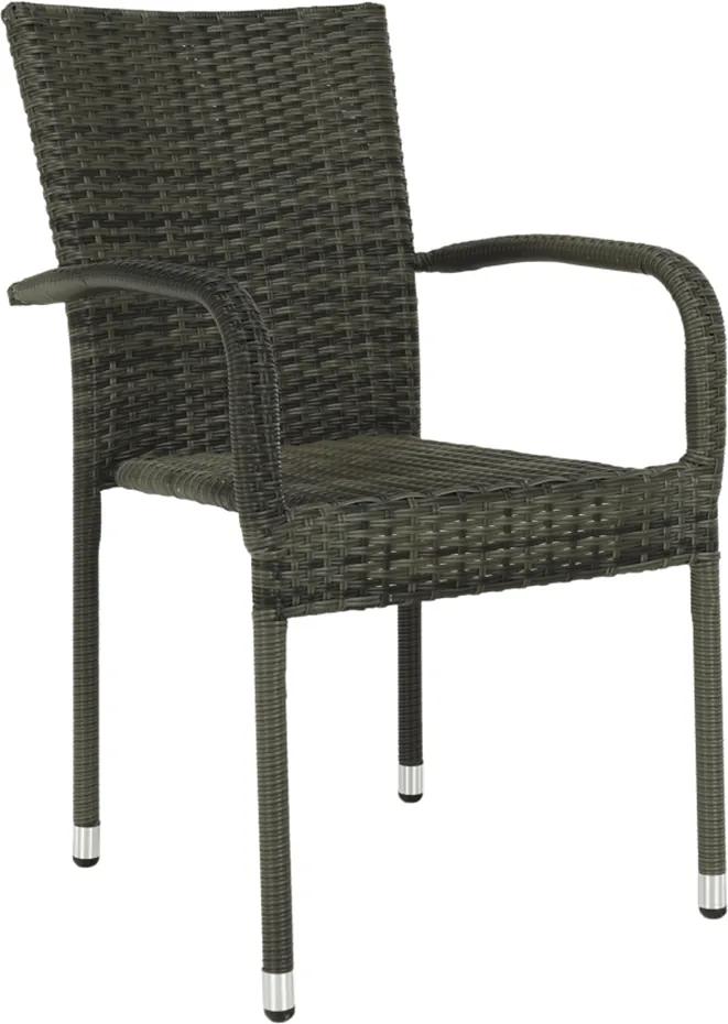 Záhradná stohovateľná stolička, sivá, VIPANA NEW