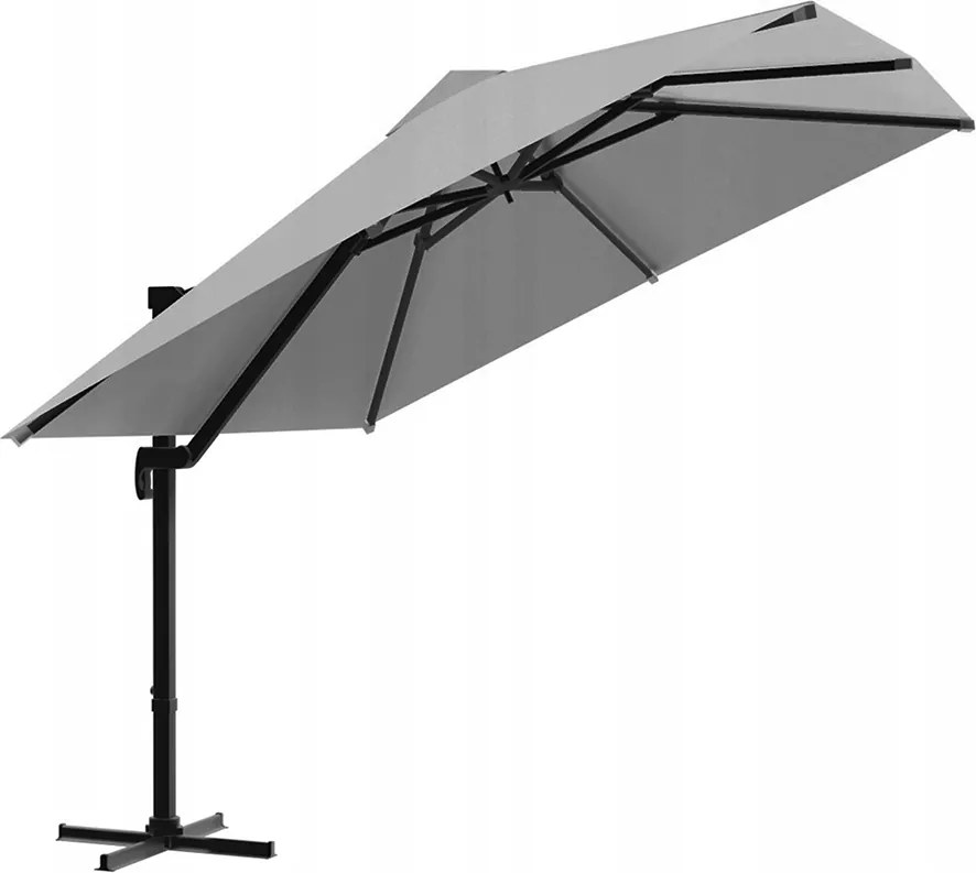 CH Sivý záhradný slnečník s obalom Roma Mini - 2,5x2,5 m