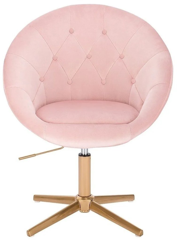 LuxuryForm DESIGN Kreslo VERA VELUR na zlatom kríži - svetlo ružové