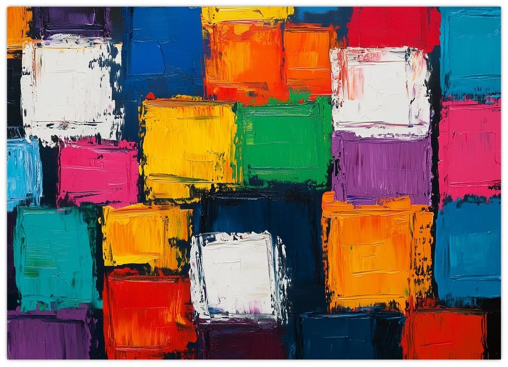 Obraz - Maľba farebných štvorcov (70x50 cm)