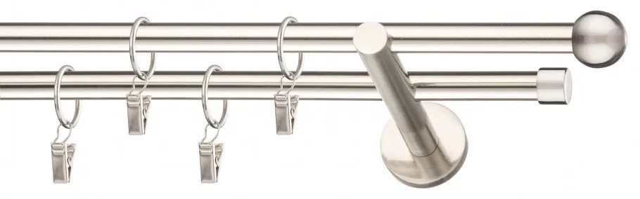 Dekorstudio Niklová dvojradová garniža GUĽA 19mm Dĺžka: 420cm, Typ uchytenia: Držiak dvojitý modern, Typ príslušenstva: Krúžky tiché so štipcami