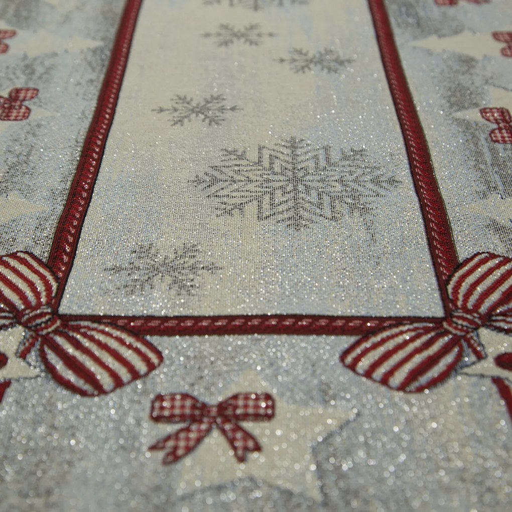VIANOČNÝ GOBELÍNOVÝ OBRUS NA STÔL BOW 100X100 CM VZOROVANÝ