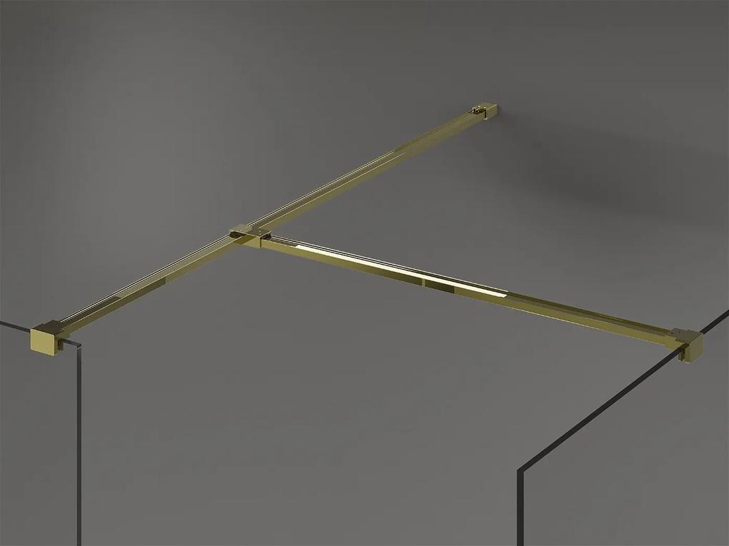 Mexen Kioto, sprchový kút typ Walk-In 120 x 120 cm, 8mm sklo-čierny vzor, zlatý lesklý profil, 800-120-202-50-70-120