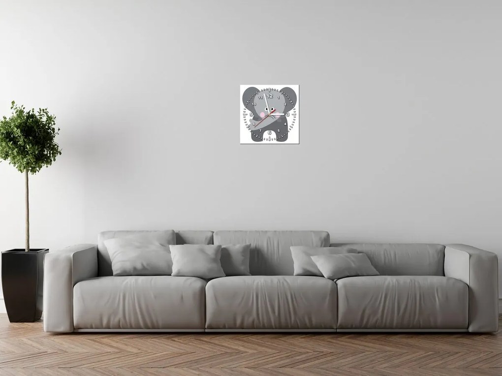 Gario Obraz s hodinami Slon Rozmery: 40 x 40 cm