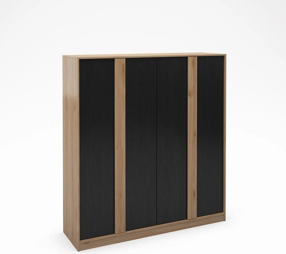 Šatníková skriňa v dekore duba v čierno-prírodnej farbe 180x197,5x53 cm Dennis – Marckeric