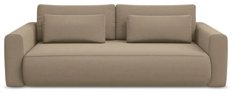 Svetlohnedá zamatová rozkladacia/s úložným priestorom pohovka 238 cm Kapua – Makamii