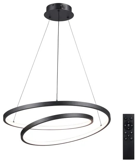 Brilagi-LED Stmievateľný závesný luster na lanku TWISTER LED/48W/230V pr. 50 cm čierna +DO