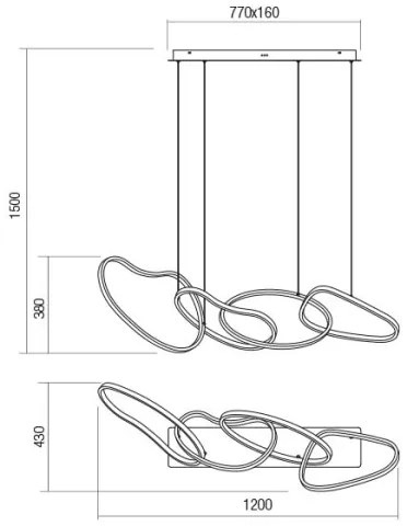 Redo 01-3390 - LED stmievateľný luster na lanku BIAS LED/90W/230V čierny
