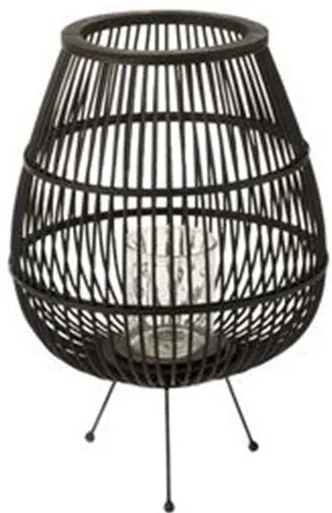 Čierna drevená lampáš so stojanom na sviečku Veva L - Ø 41 * 60 cm