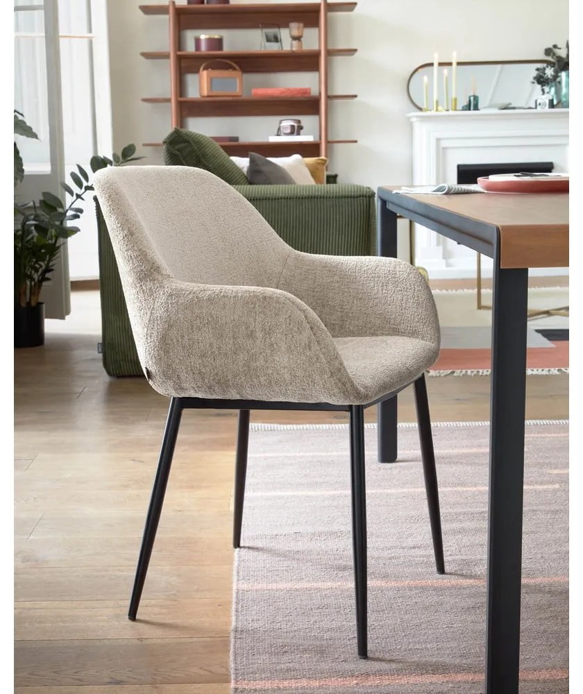 Béžové čalúnené jedálenské kreslo Konna – Kave Home