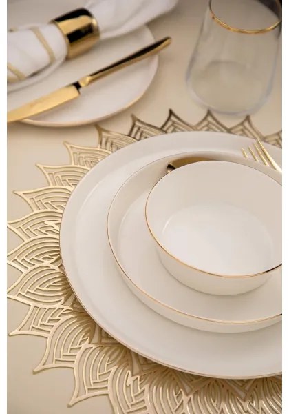 26-dielna jedálenská súprava, biely porcelán so zlatým dekorom