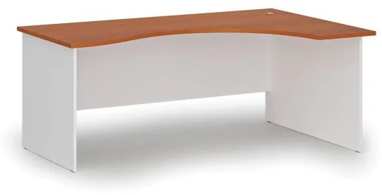 Ergonomický kancelársky pracovný stôl PRIMO WHITE, 1800 x 1200 mm, pravý, biela/čerešňa
