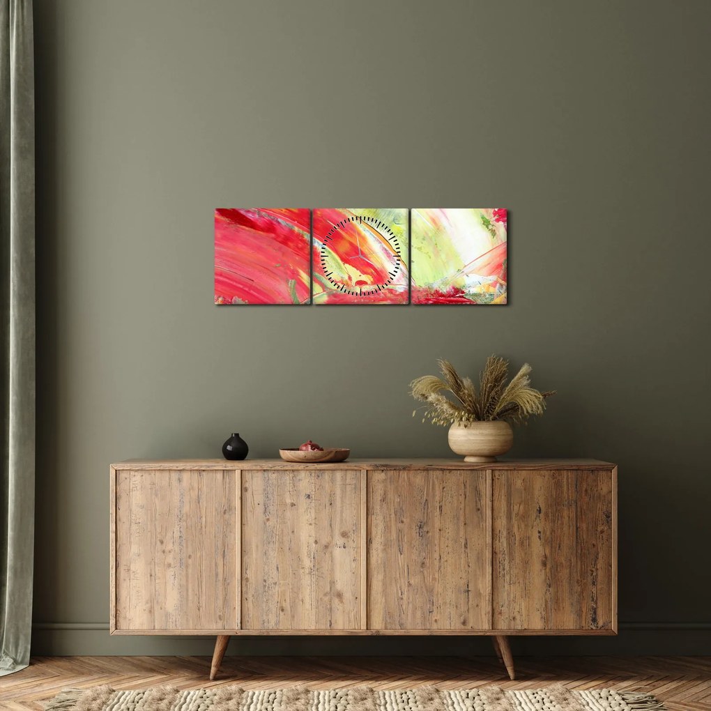 Obraz abstrakcie - maľba (s hodinami) (90x30 cm)