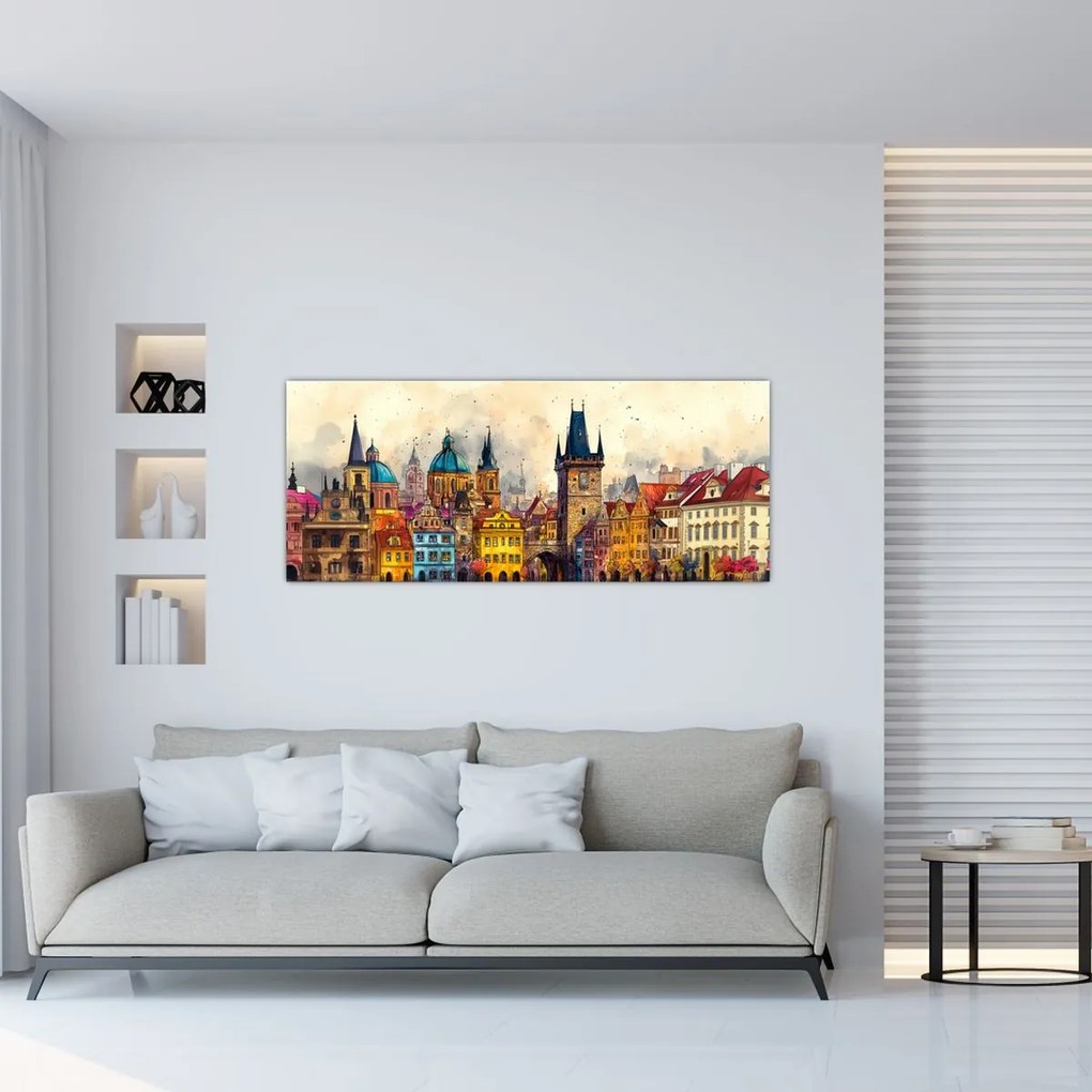 Obraz - Jeseň v maľovanom meste (120x50 cm)