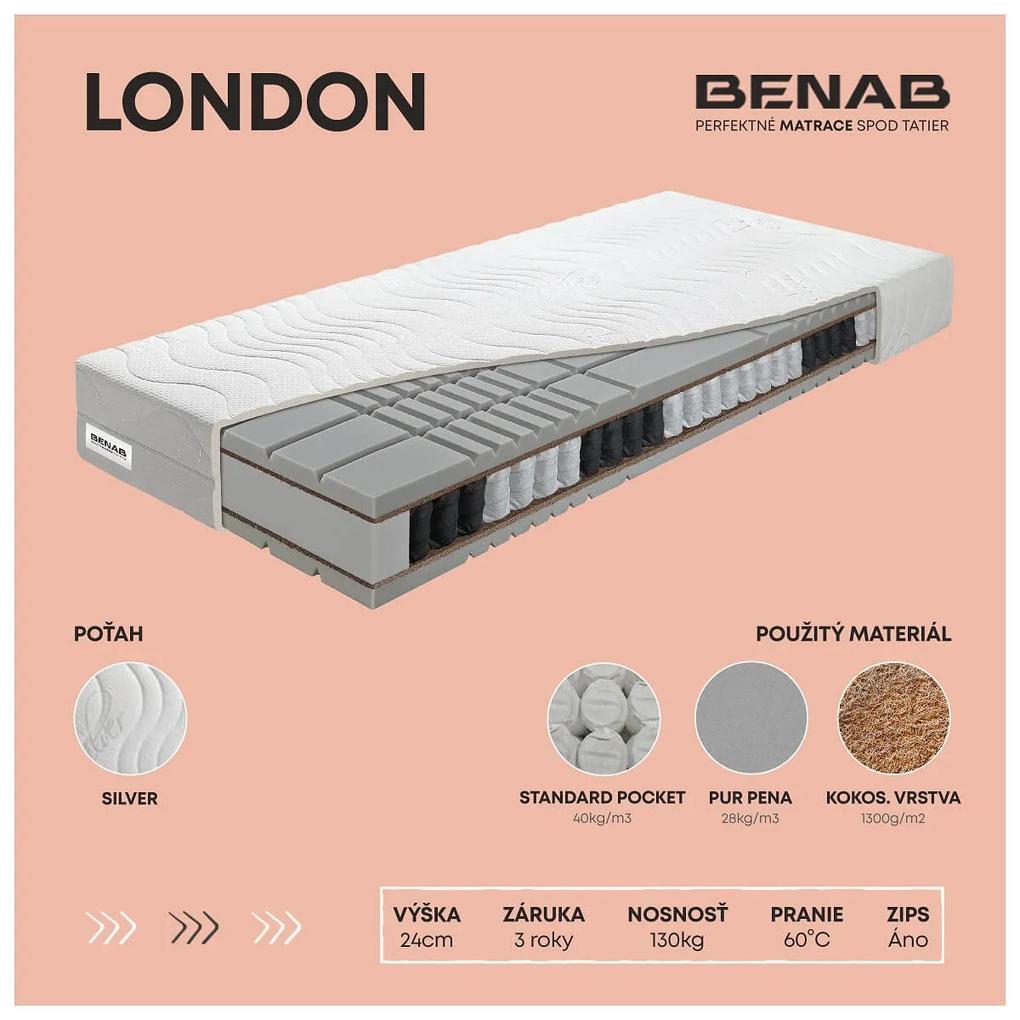 BENAB LONDON taštičkový matrac hotelový 140x200 cm Poťah so striebrom