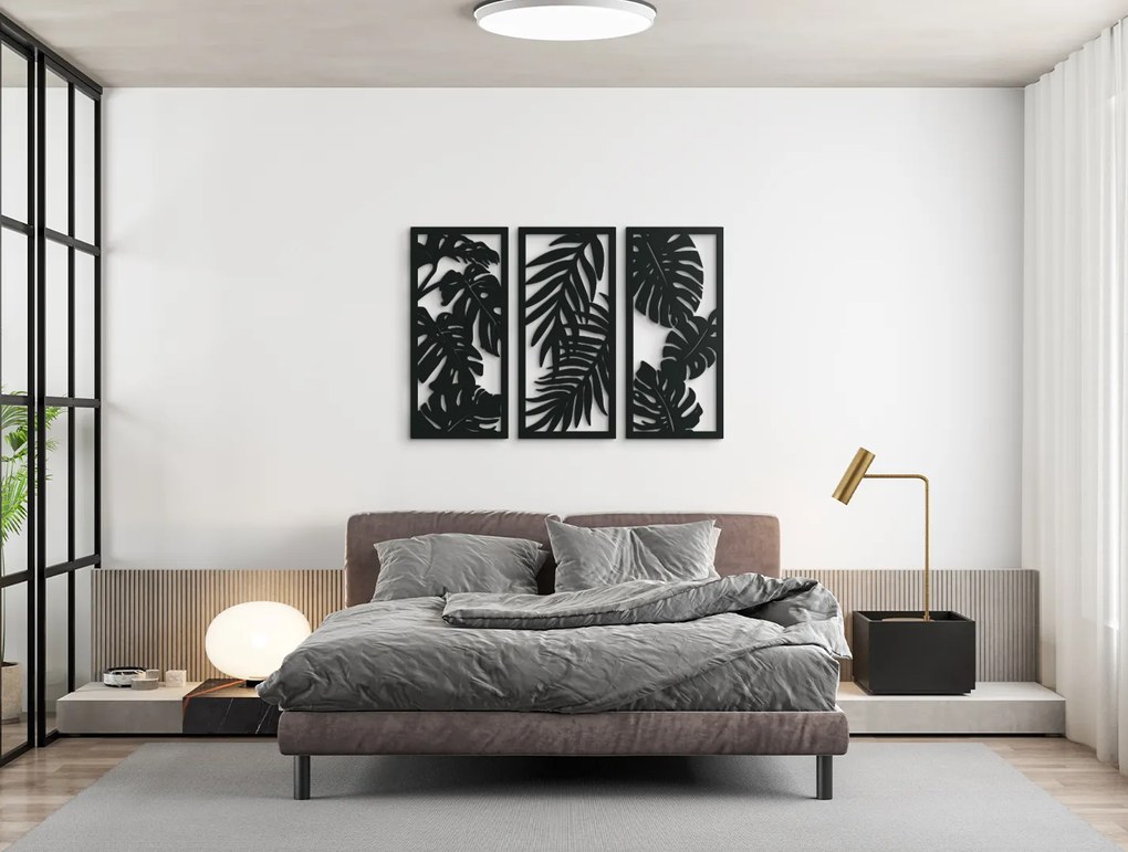 drevko Viacdielny obraz Rastliny Rozmer obrazu: 44 x 65 cm, Farba dekorácie: Čierna