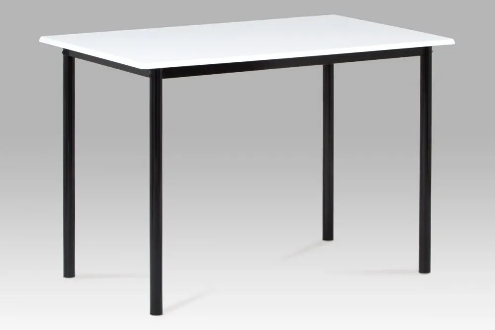 Jídelní stůl 110x70 cm, vysoký lesk bílý / černý lak GDT-222 WT Autronic
