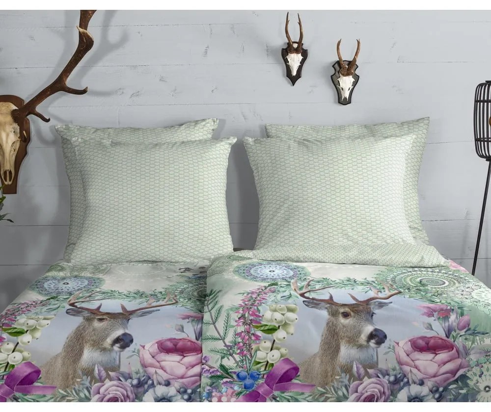 Zelené flanelové obliečky na jednolôžko 140x200 cm Romini – HIP