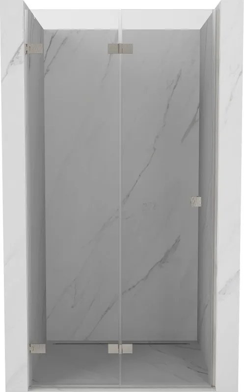 Mexen, Mexen Lunar-F skladacie ľavé sprchové dvere 65 cm, transparentné, brúsený nikel - 836-065-000-97-00-L