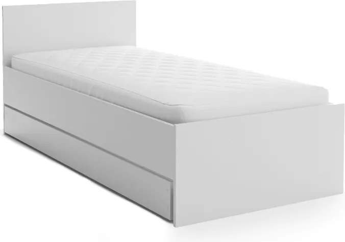 Posteľ ELISA 90 x 200 cm, biela Rošt: S lamelovým roštom, Matrac: Matrac DELUXE 10 cm