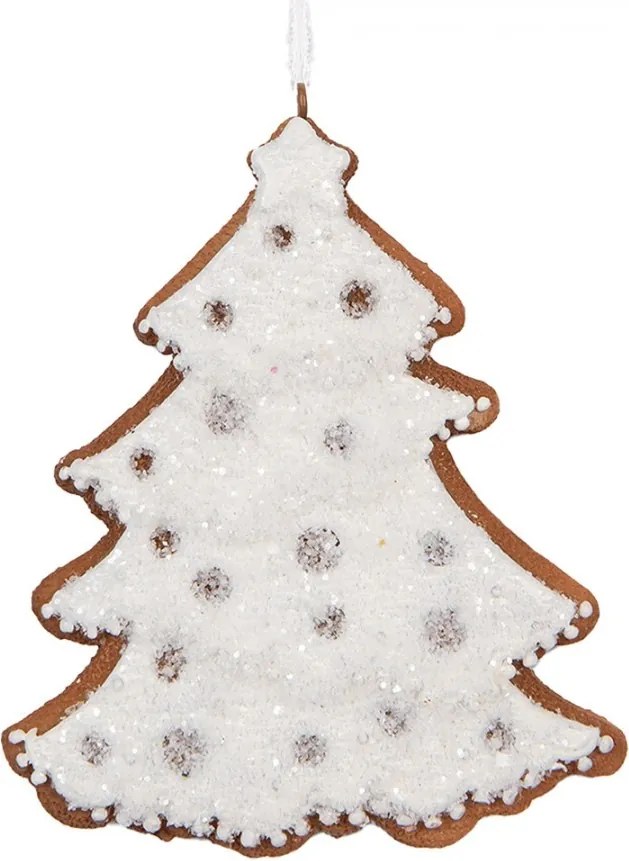Závesná dekorácia zasnežený perníkový stromček Frosted Ginger - 9*1*10 cm