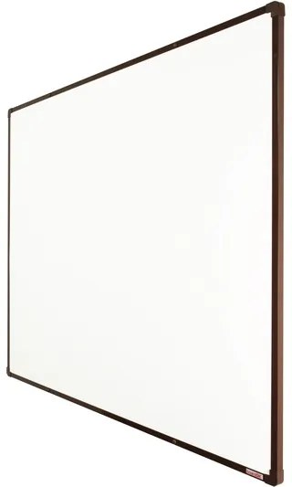 Biela magnetická popisovacia tabuľa s keramickým povrchom boardOK, 1500 x 1200 mm, hnedý rám