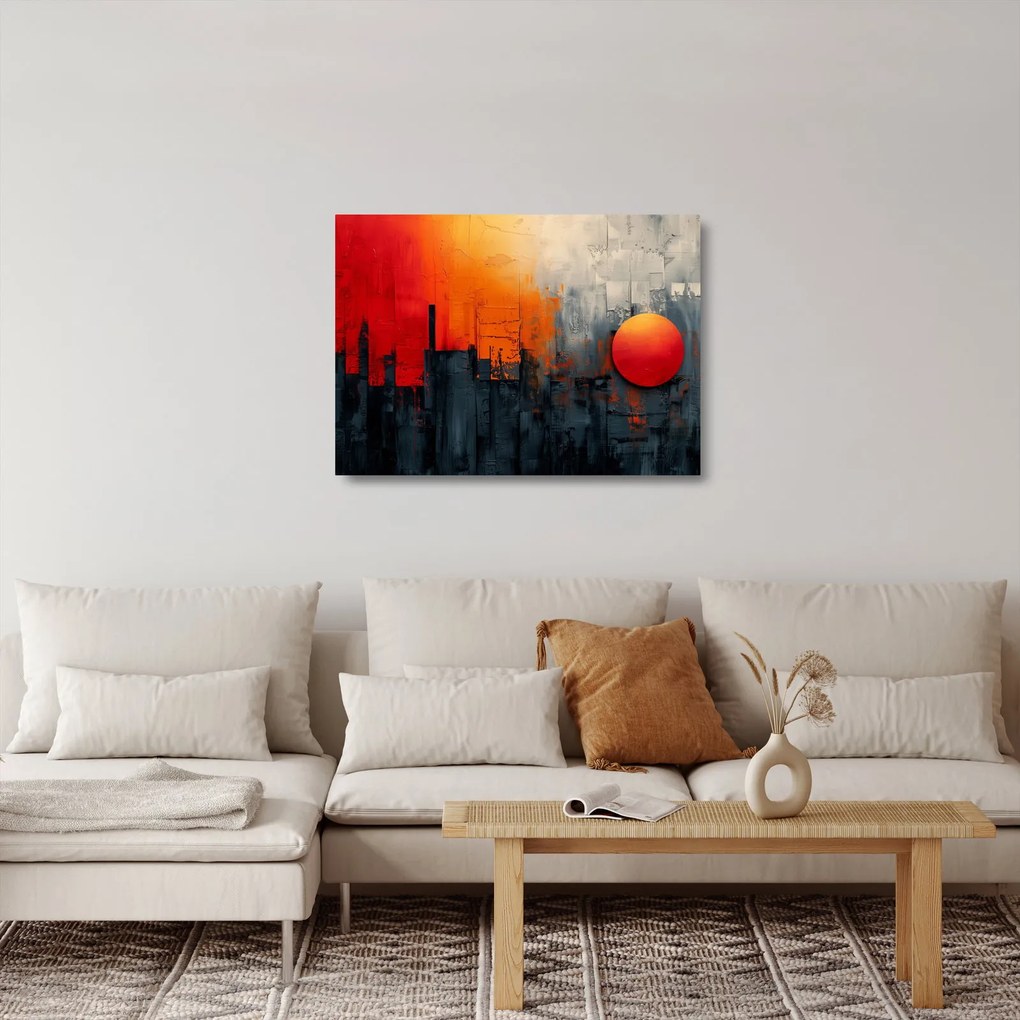Sklenený obraz - Abstraktná maľba mesta (70x50 cm)