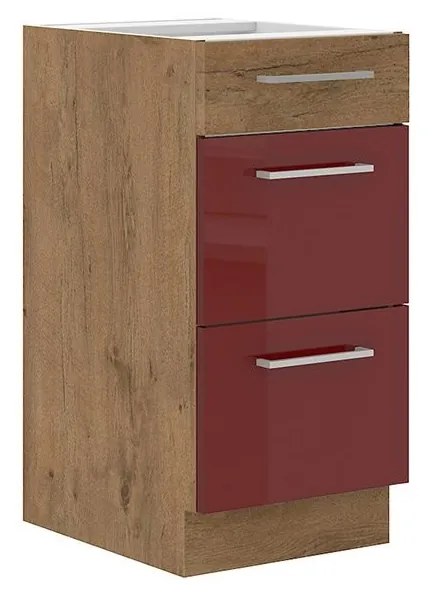 Dolná kuchynská skrinka so zásuvkami Woodline 40 D 3S BB, Farby: dub lancelot + dark wood