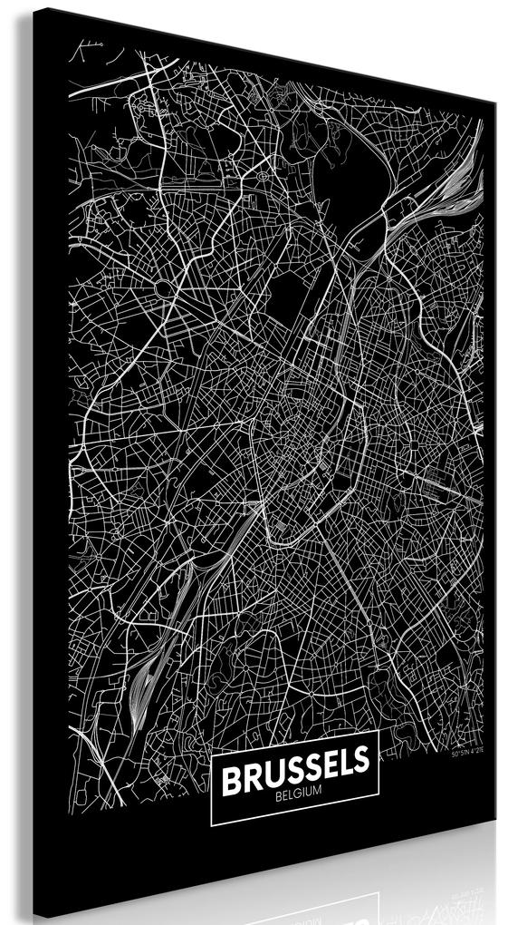 Artgeist Obraz - Dark Map of Brussels (1 Part) Vertical Veľkosť: 40x60, Verzia: Standard