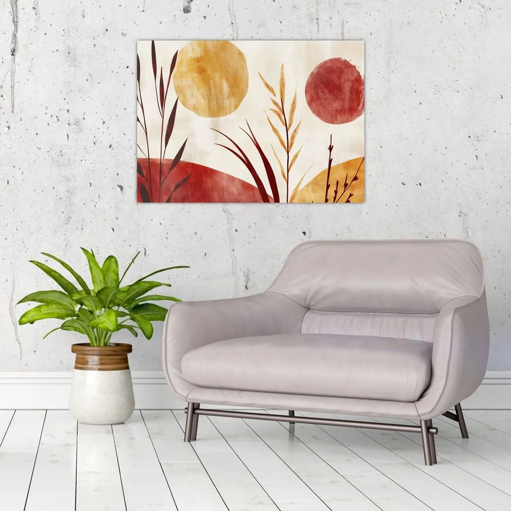 Obraz - Rastliny a kruhy (70x50 cm)