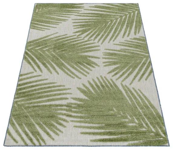 Šnúrkový koberec Bahama 3D listy, zelený