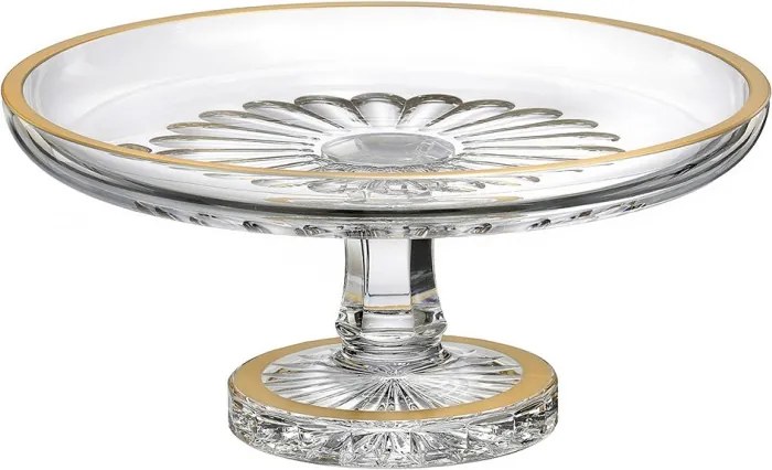 KRIŠTÁĽOVÝ PODNOS BOHEMIA ANITA GOLD NA NOHE 305MM