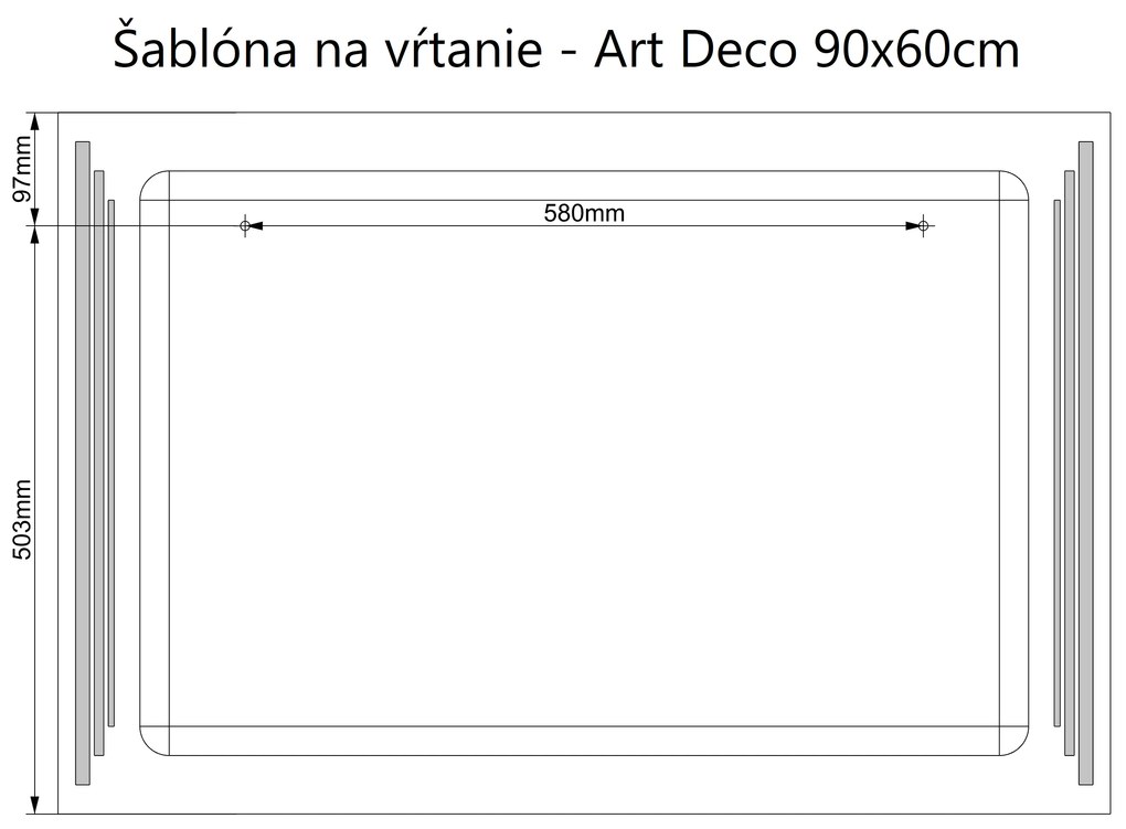 LED zrkadlo Art Deco Vertical 90x60cm neutrálna biela - dotykový spínač