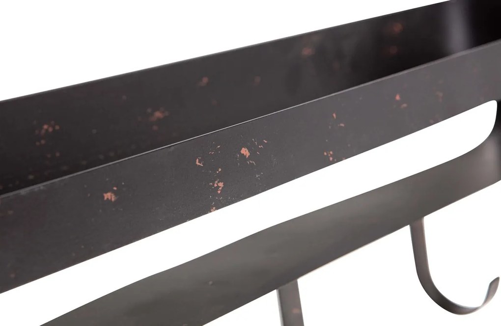 Kovová polica do kúpeľne RAKKA 81x31 cm, čierna s patinou