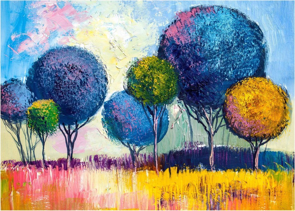 Obraz kopulovitých stromov, olejomaľba (70x50 cm)