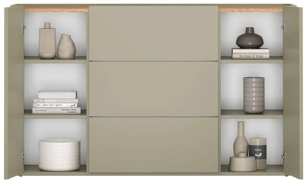 Komoda so zásuvkami Elivo 150 cm - eukalyptus / dub baltic dune