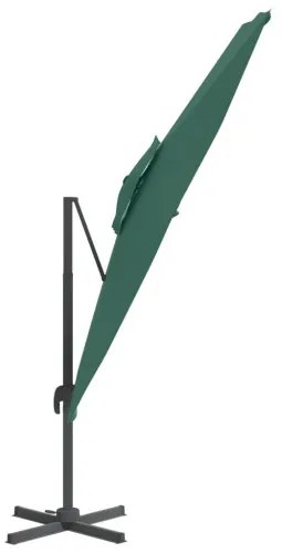 vidaXL Dvojitý konzolový slnečník zelený 400x300 cm-
