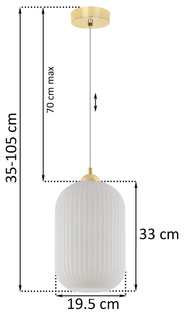 Závesné svietidlo Riffle 4, 1x biele sklenené tienidlo, g