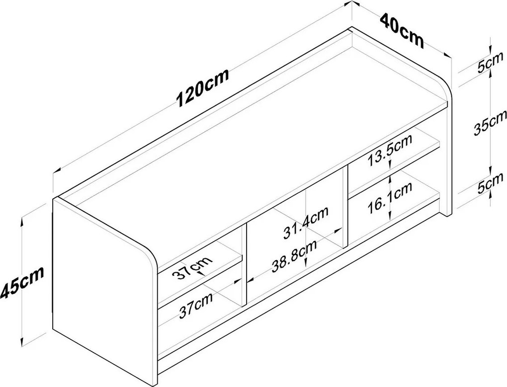 Skrinka na topánky Pilo White and Walnut