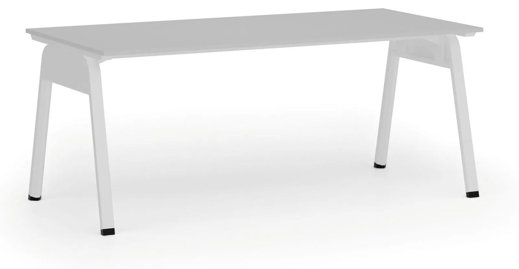 Kancelársky stôl PRIMO GAMMA, 1800 x 900 mm, biela podnož, sivá