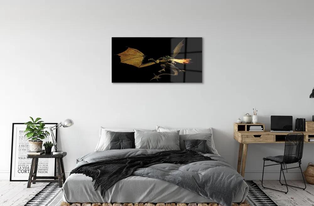 Sklenený obraz ohnivého draka 120x60 cm