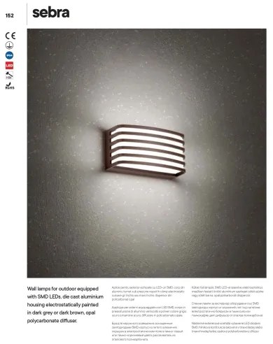 Redo 90038 - LED Vonkajšie nástenné svietidlo SEBRA LED/15W/230V IP54