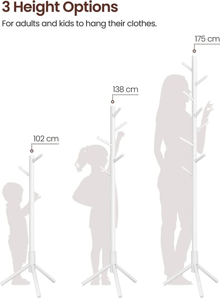 VASAGLE Stojan na kabáty, vešiak na kabáty z masívneho dreva