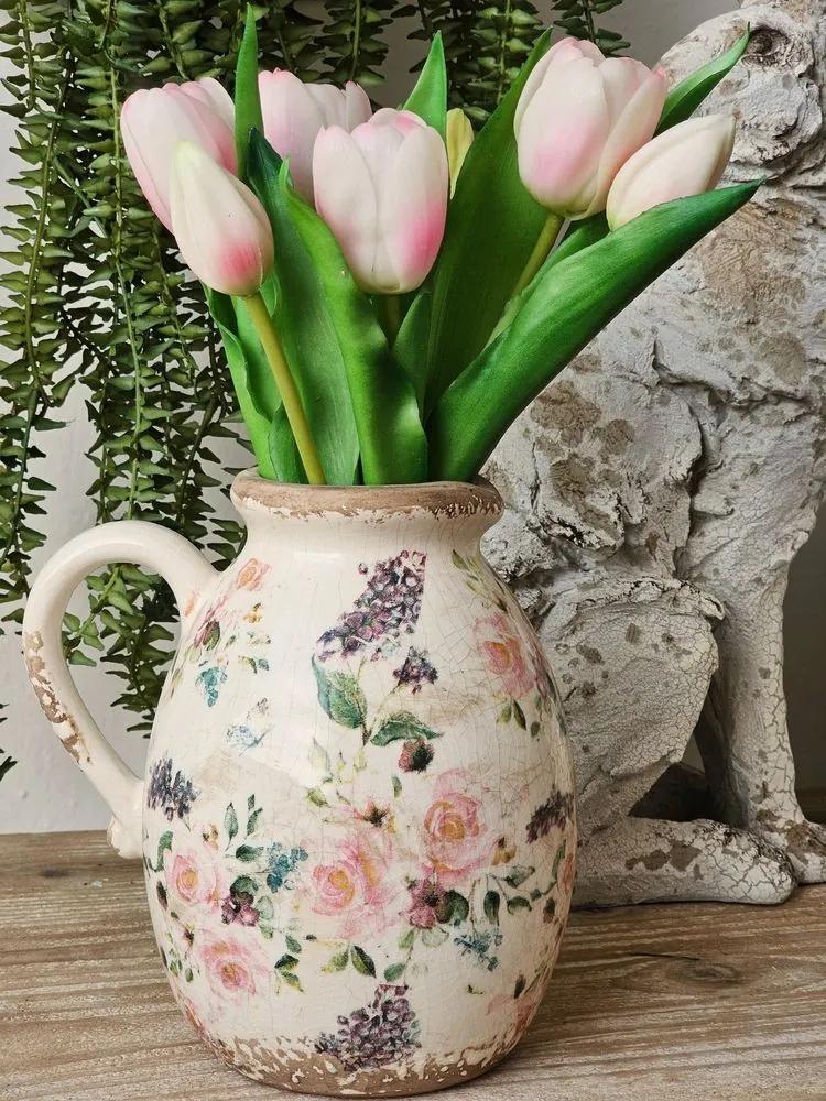 Kytica 7ks svetlo ružových realistických tulipánov Tulips - 31cm