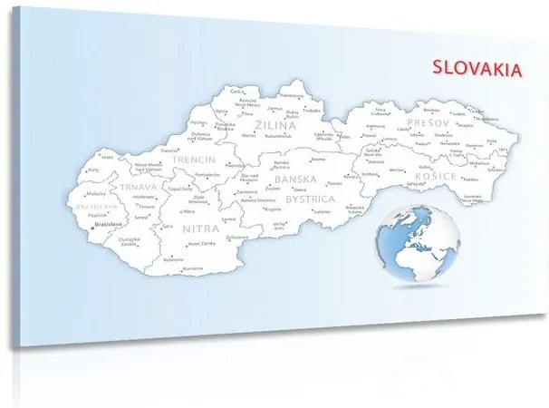 Obraz podrobná mapa Slovenska - 90x60