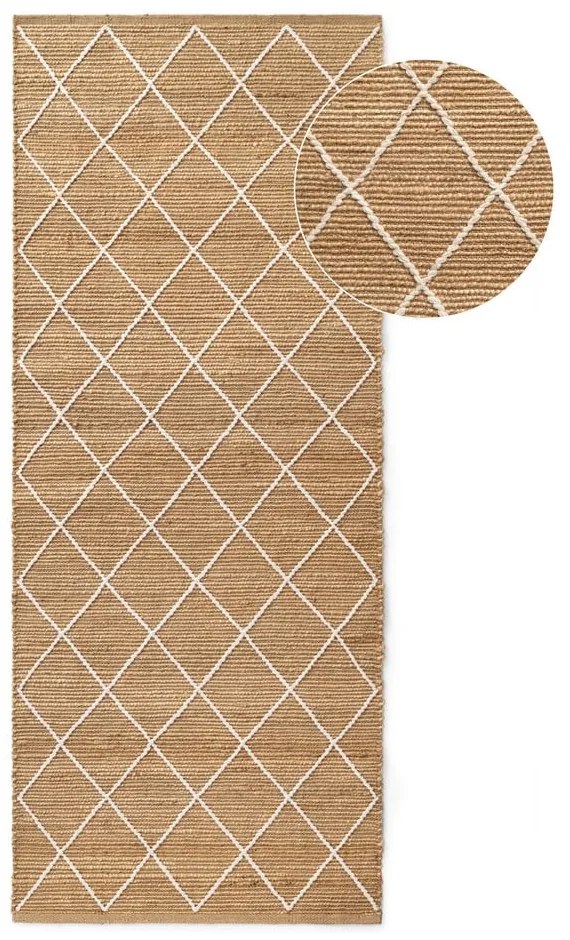 Ručne tkaný jutový behúň v prírodnej farbe 80x200 cm Kunu – Hanse Home