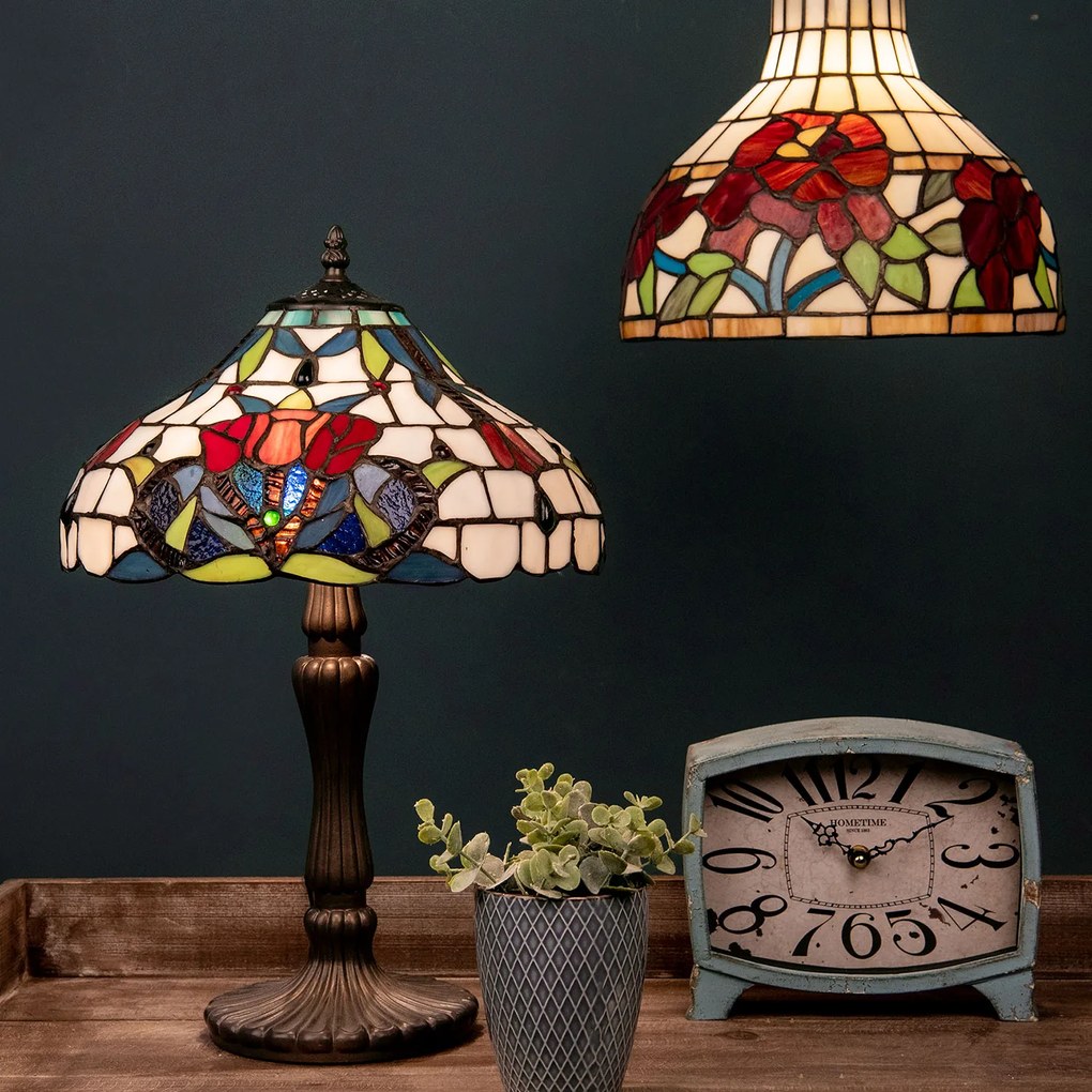 Tiffany vitráž svietidlo stropné kolekcia ROSE Ø30