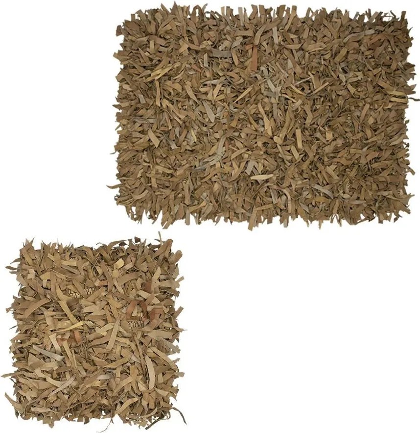Hnedý koberec z kožených strapcov Camel - 100*7*70 cm
