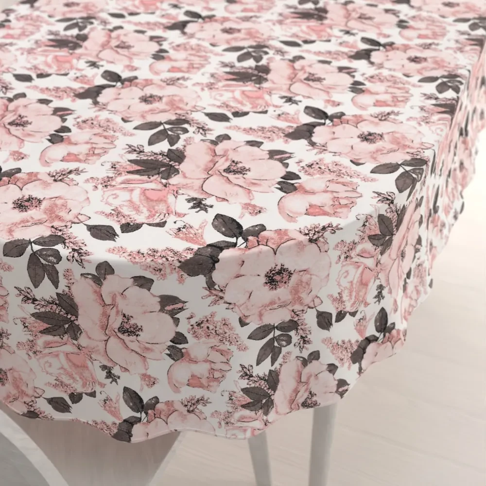 Biante Bavlnený oválny obrus Sandra SA-549 Ružové ruže a puky na bielom 50x100 cm