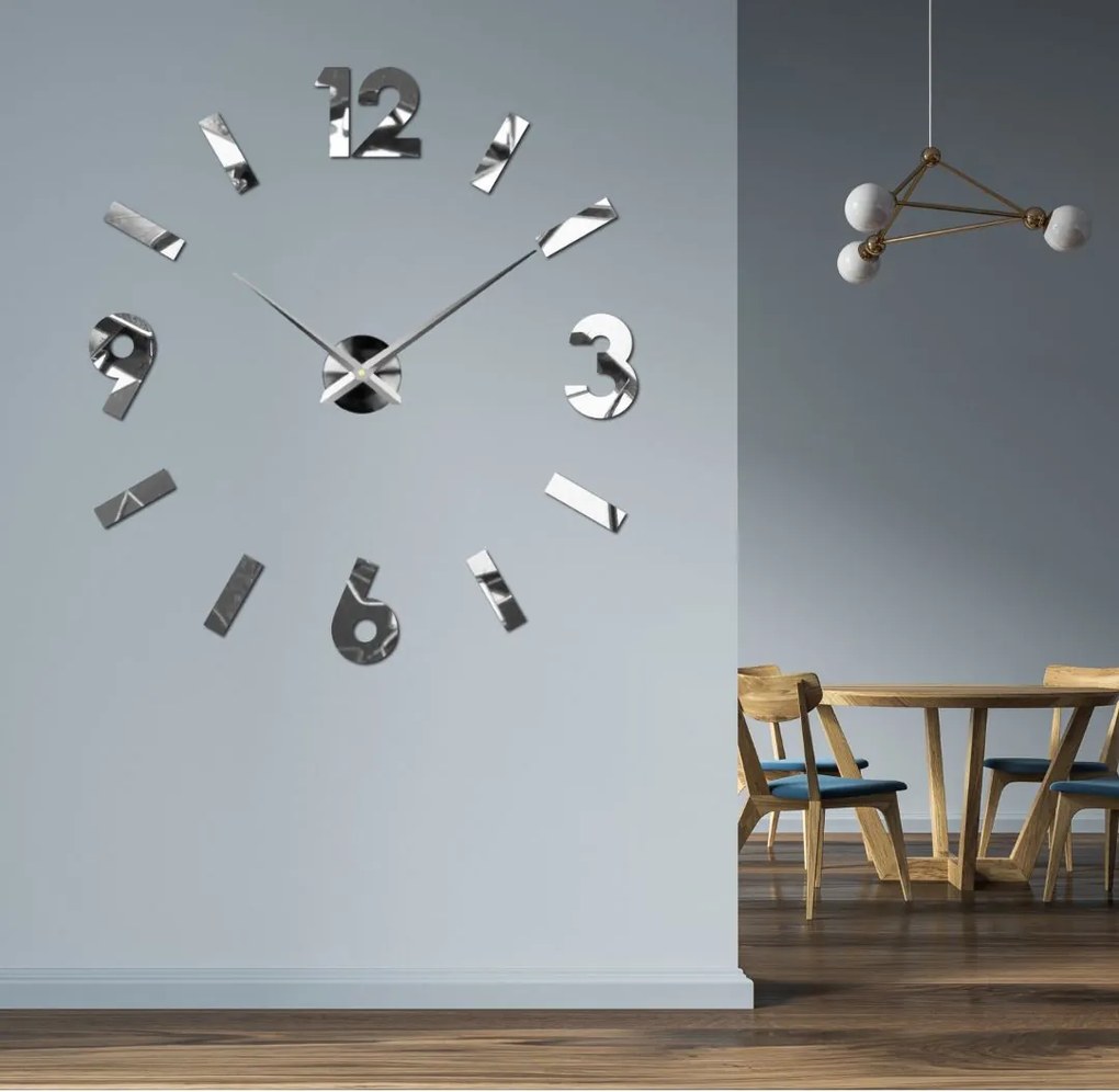 Nástenné hodiny do obývačky - MOBILO: Zrkadlo SILVER Farba čierna RAL 9005 80 cm 1870-107920 12S038